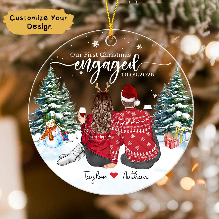 Personalized Our First Christmas Engaged Ornament 2025, Engaged Ornament