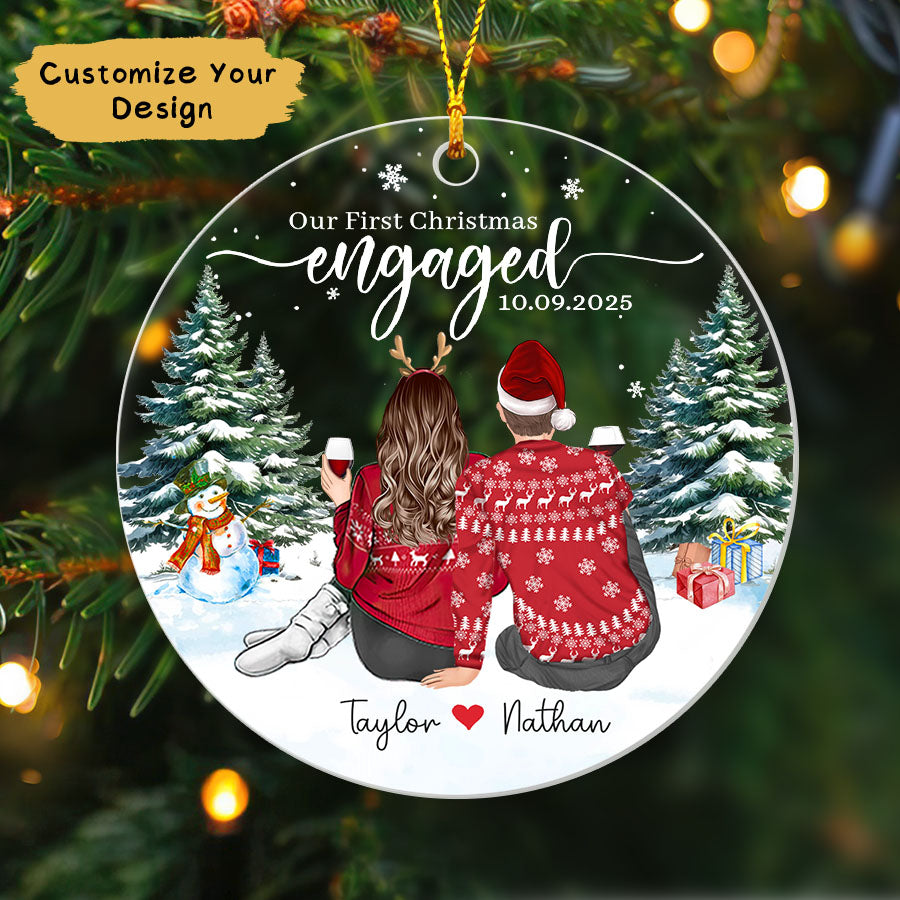 Personalized Our First Christmas Engaged Ornament 2025, Engaged Ornament