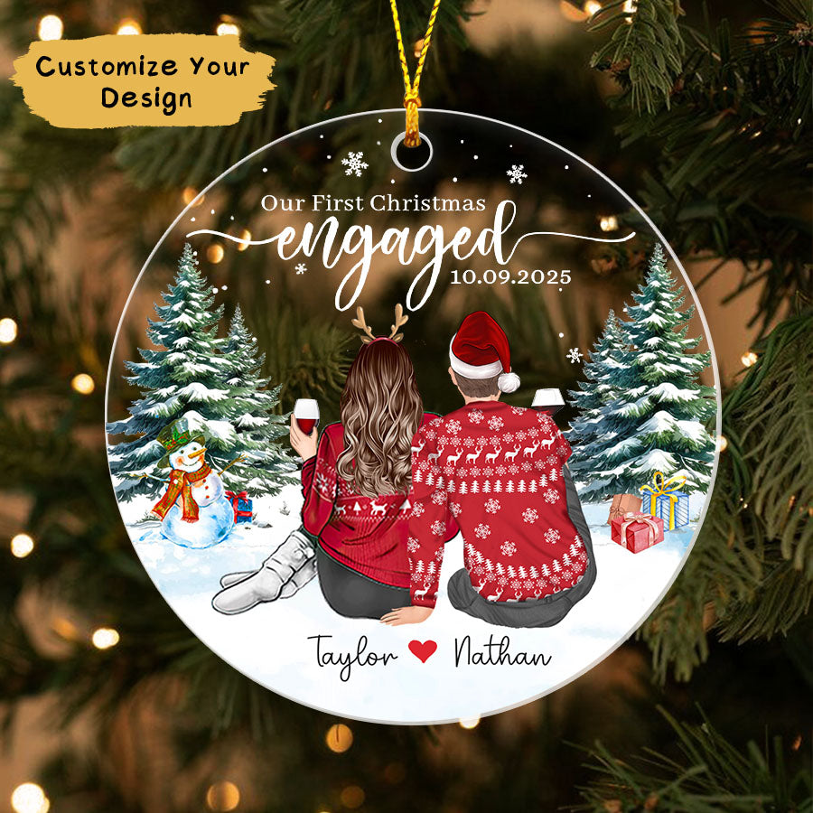 Personalized Our First Christmas Engaged Ornament 2025, Engaged Ornament