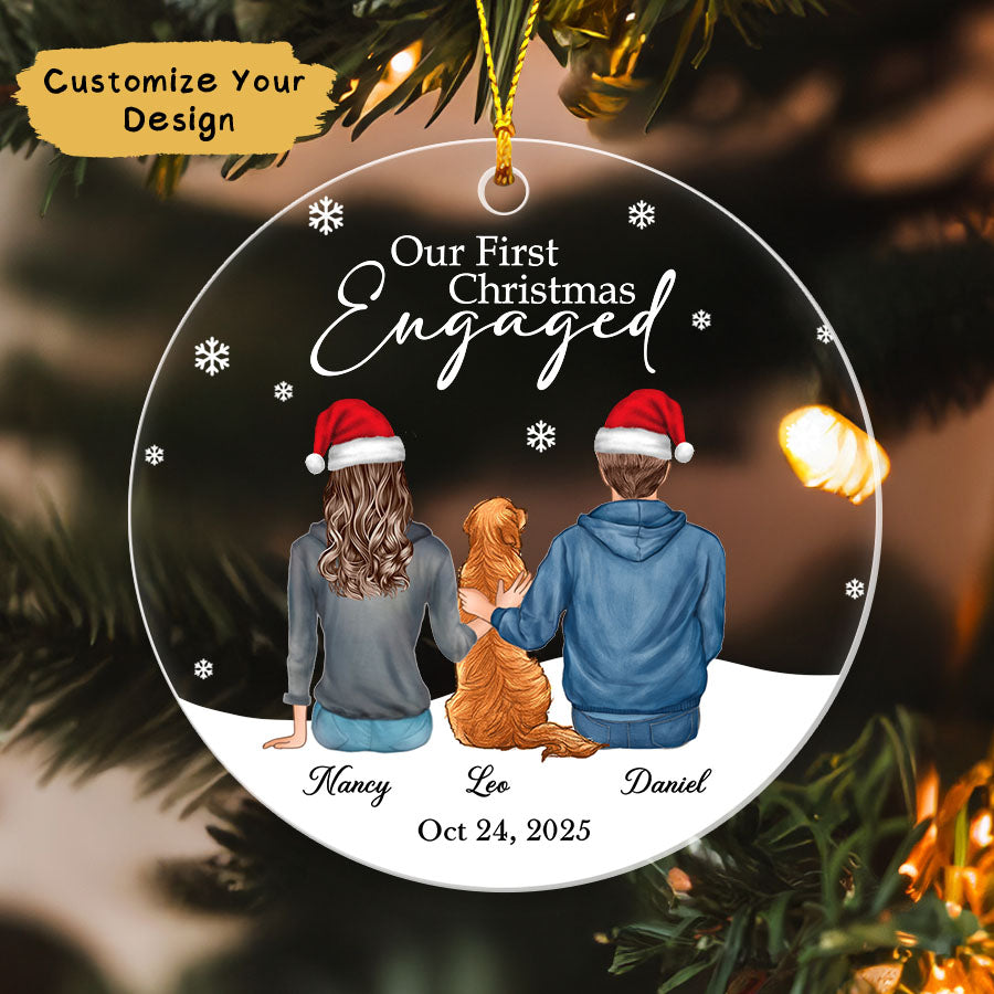 Personalized Our First Christmas Engaged Ornament, Engagement Ornament