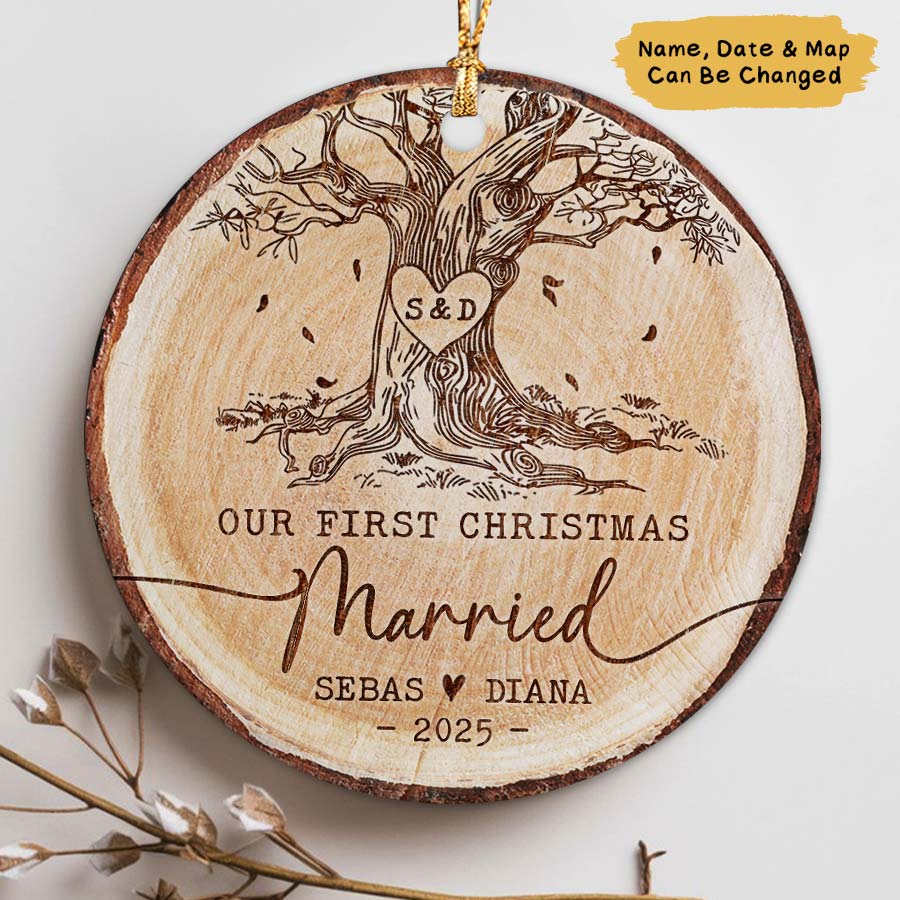 Personalized Our First Christmas Married Ornament 2025