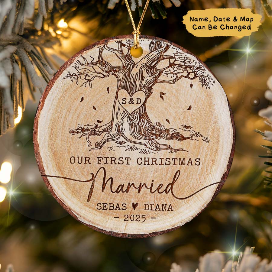 Personalized Our First Christmas Married Ornament 2025