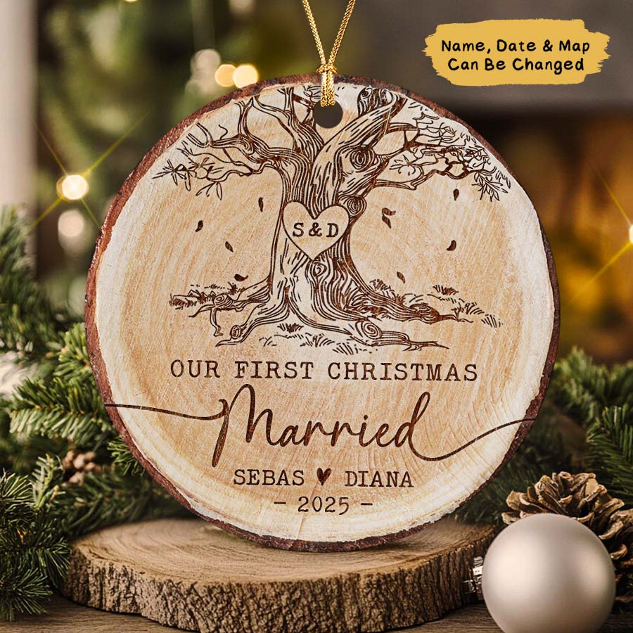 Personalized Our First Christmas Married Ornament 2025