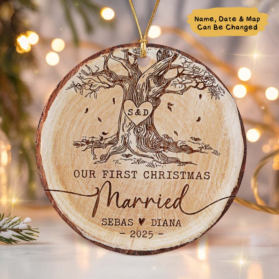 Personalized Our First Christmas Married Ornament 2025