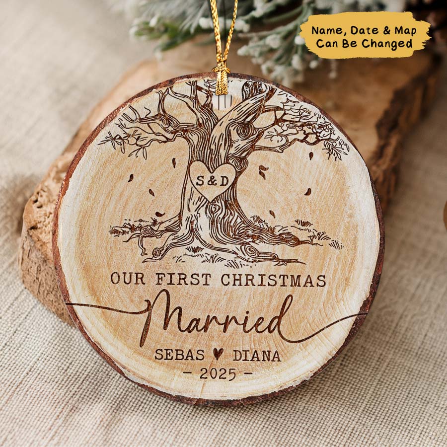 Personalized Our First Christmas Married Ornament 2025