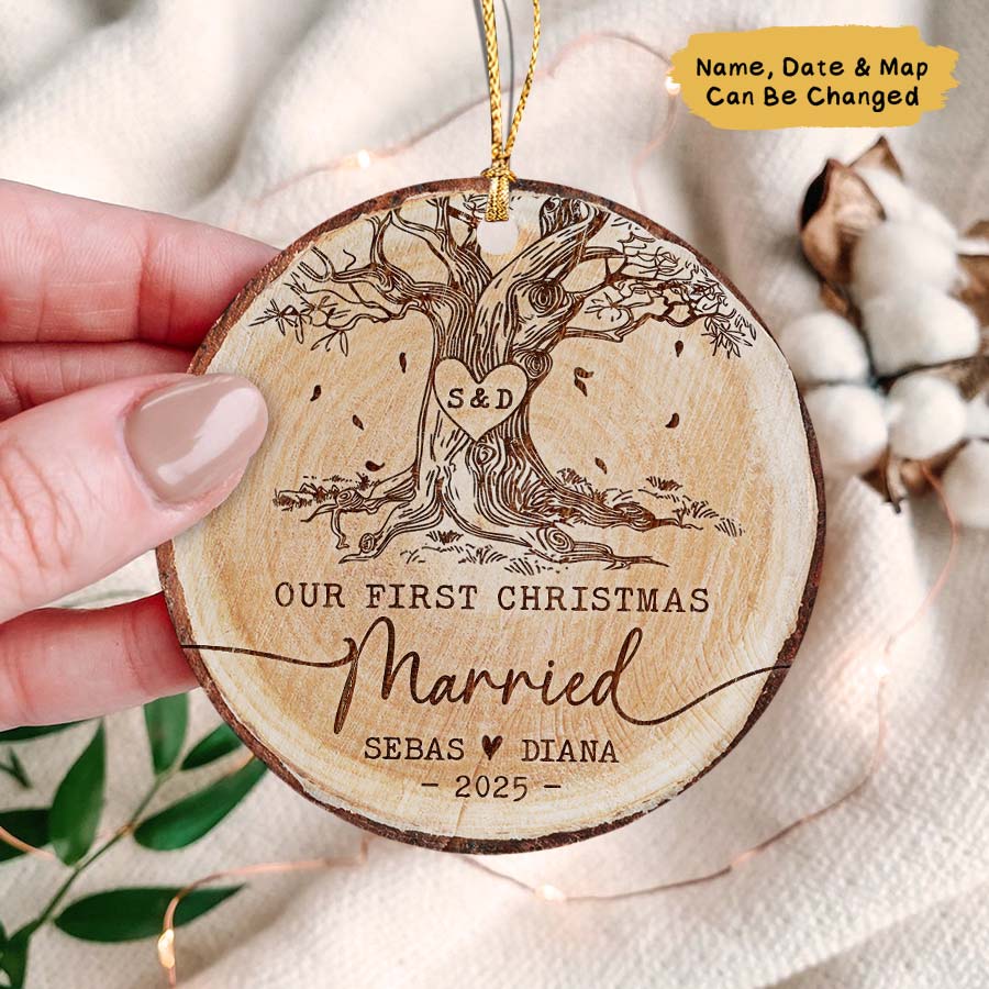 Personalized Our First Christmas Married Ornament 2025
