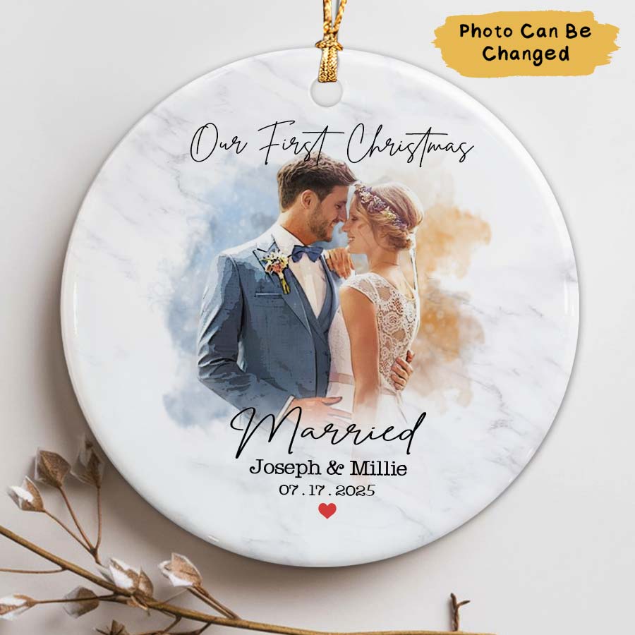 Personalized Our First Christmas Ornament 2025, Married Ornament