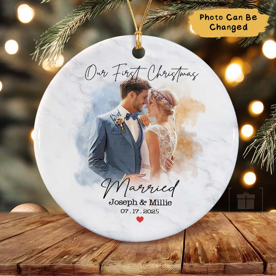 Personalized Our First Christmas Ornament 2025, Married Ornament