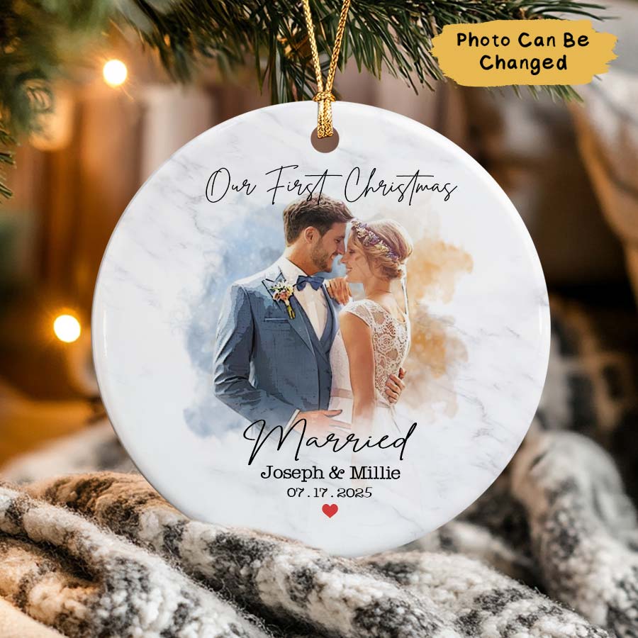 Personalized Our First Christmas Ornament 2025, Married Ornament