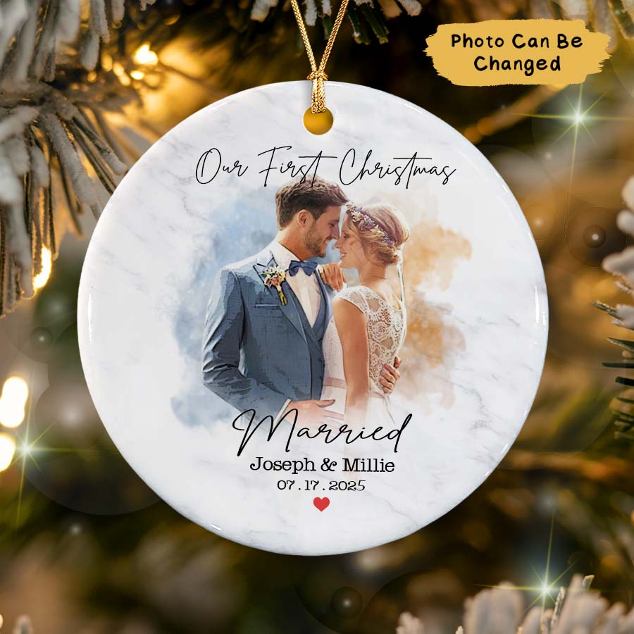 Personalized Our First Christmas Ornament 2025, Married Ornament
