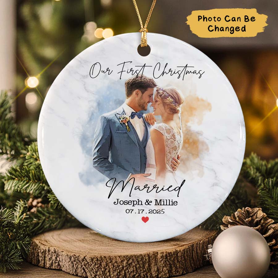 Personalized Our First Christmas Ornament 2025, Married Ornament