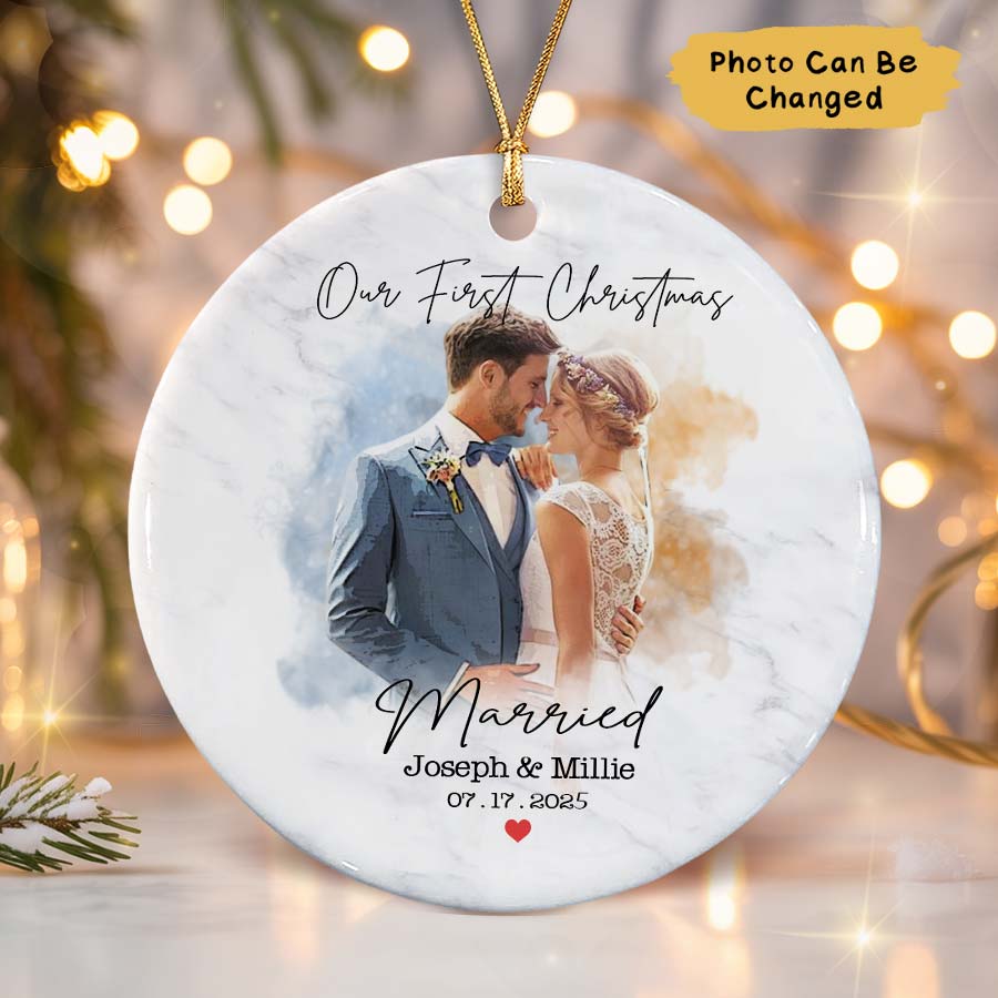 Personalized Our First Christmas Ornament 2025, Married Ornament