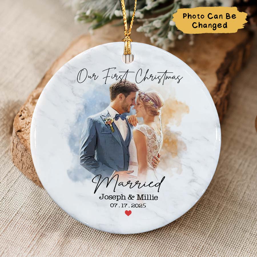 Personalized Our First Christmas Ornament 2025, Married Ornament