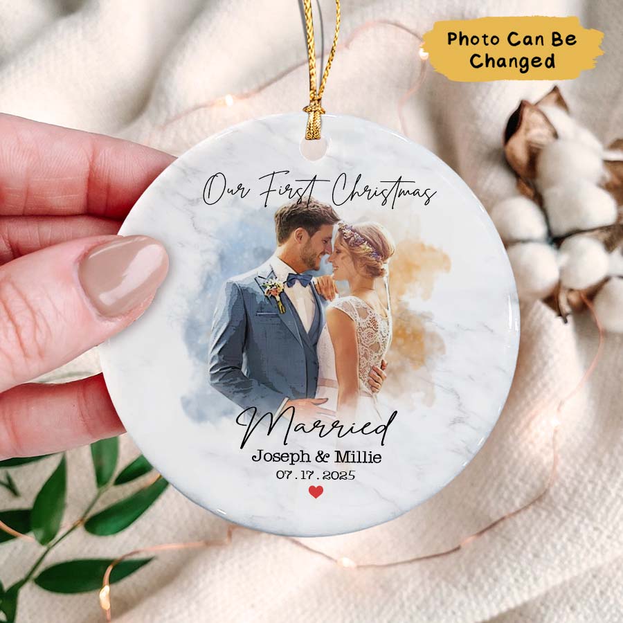 Personalized Our First Christmas Ornament 2025, Married Ornament