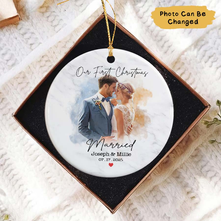 Personalized Our First Christmas Ornament 2025, Married Ornament