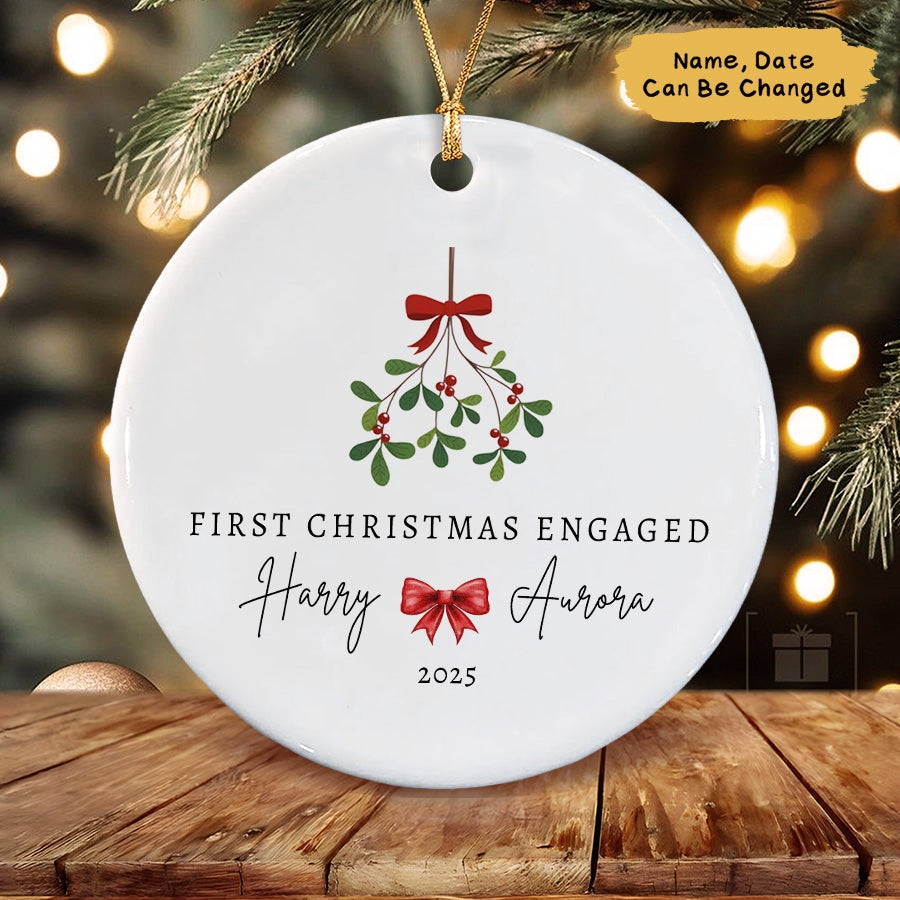 Personalized First Christmas Engaged Ornament 2025