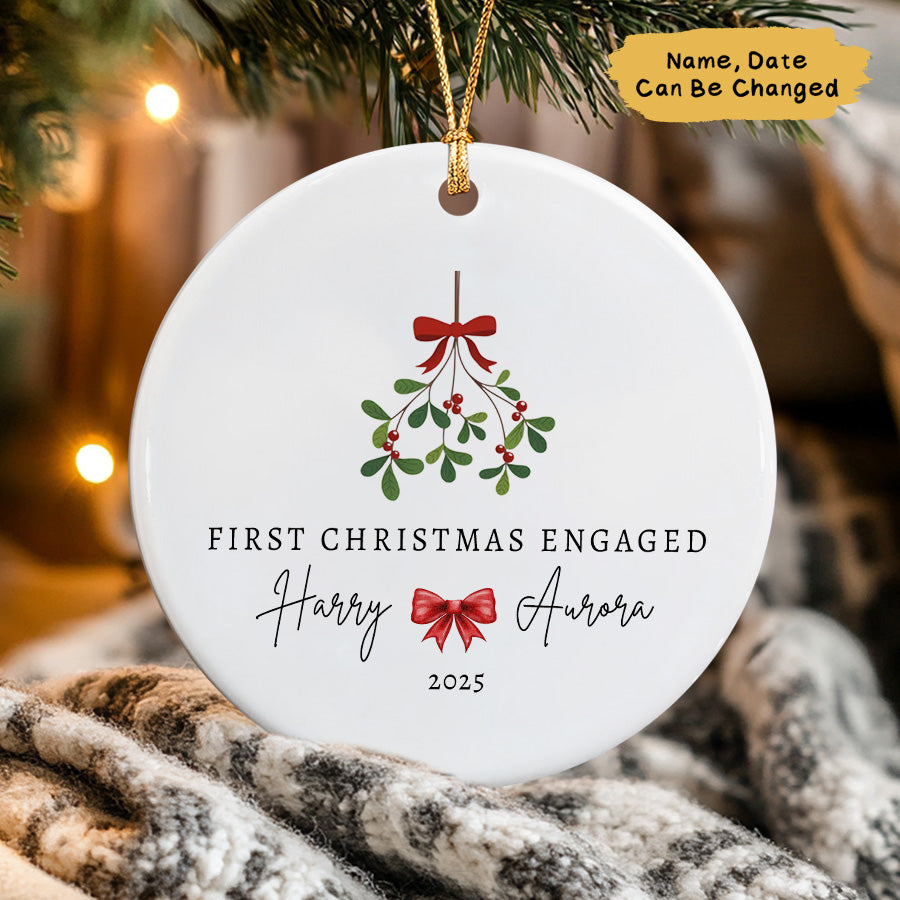 Personalized First Christmas Engaged Ornament 2025