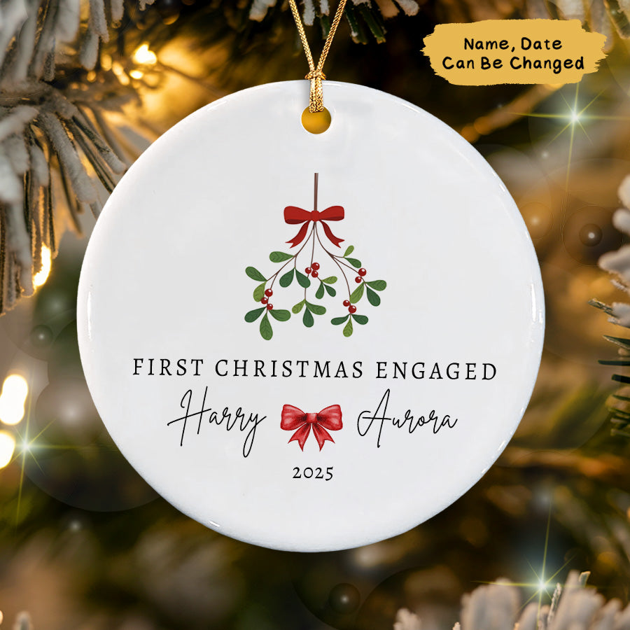 Personalized First Christmas Engaged Ornament 2025