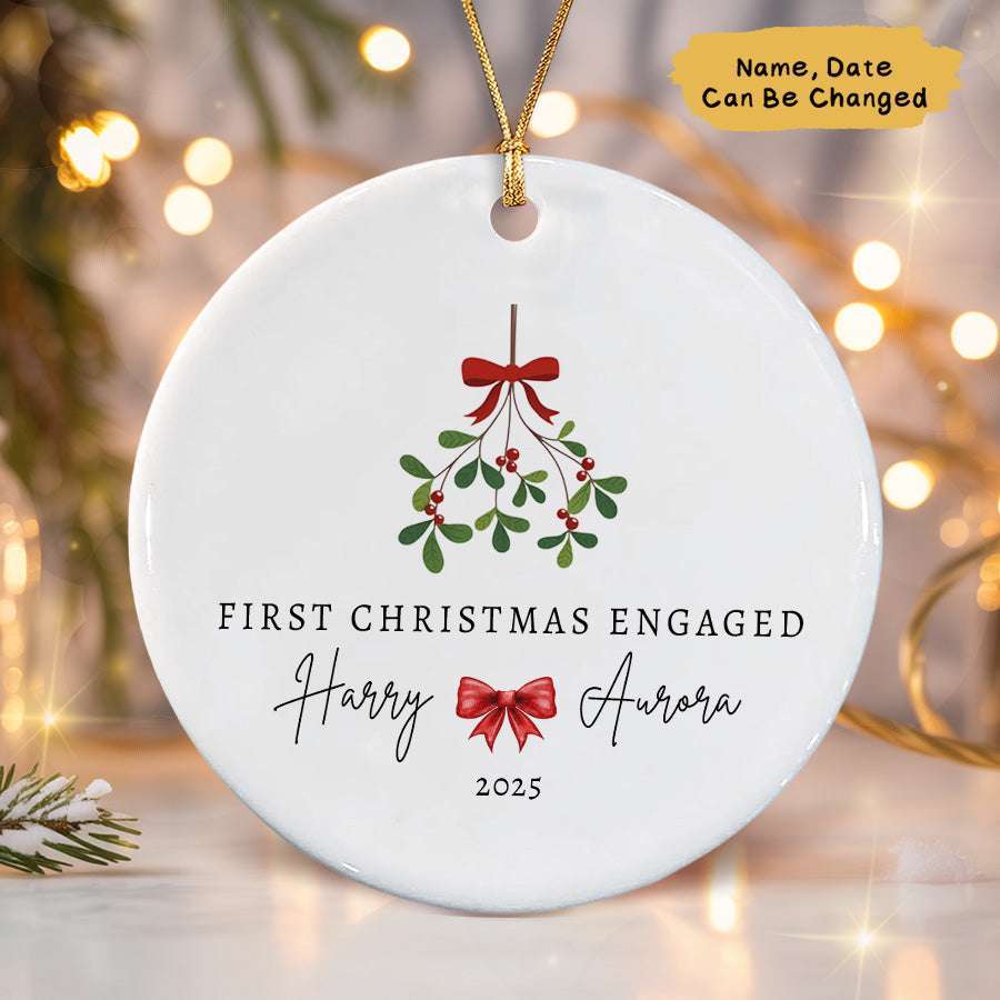 Personalized First Christmas Engaged Ornament 2025