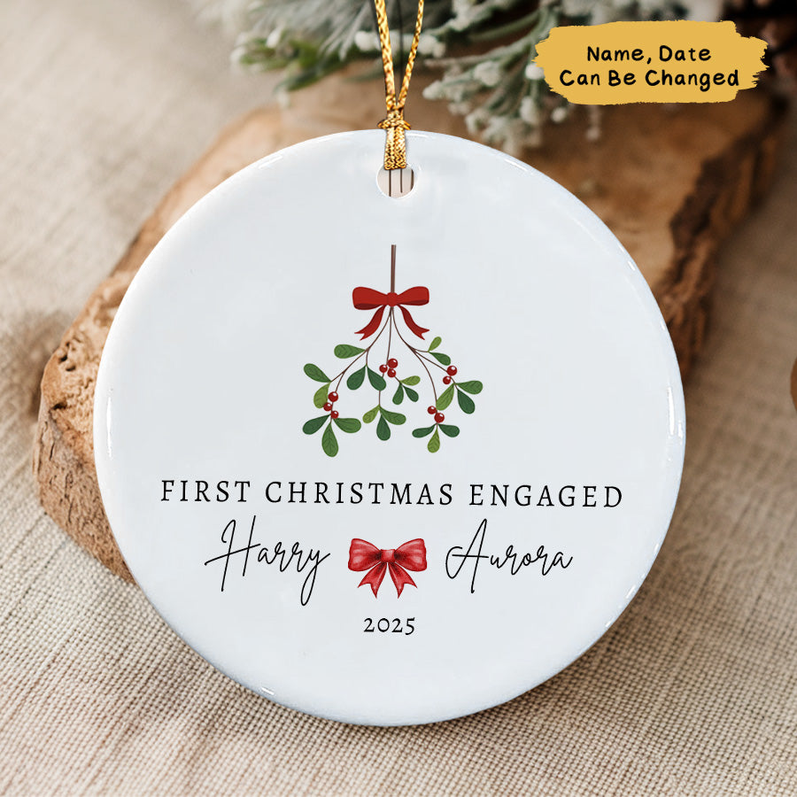 Personalized First Christmas Engaged Ornament 2025