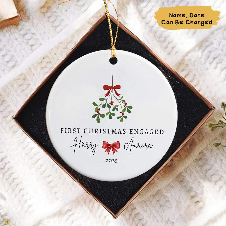 Personalized First Christmas Engaged Ornament 2025