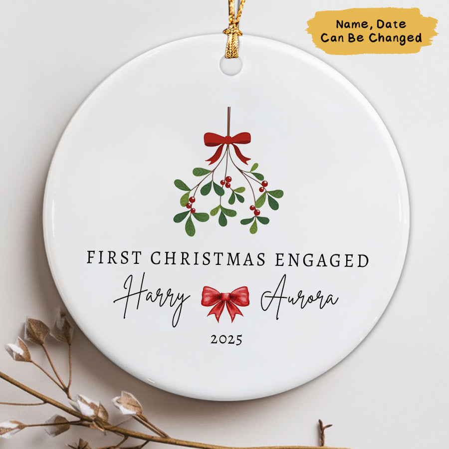Personalized First Christmas Engaged Ornament 2025