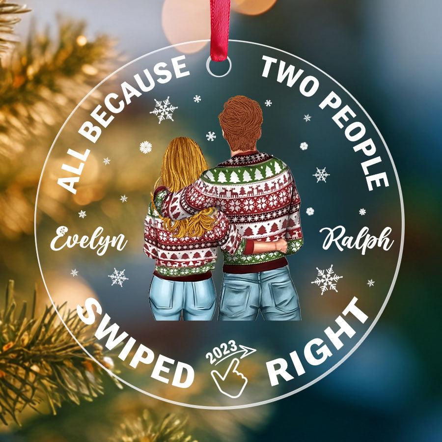 all because two people swiped right ornament