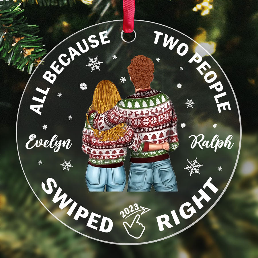 all because two people swiped right ornament