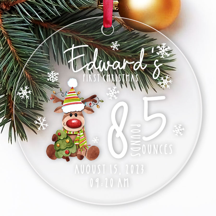 Baby’s First Christmas Ornament With Birth Stats