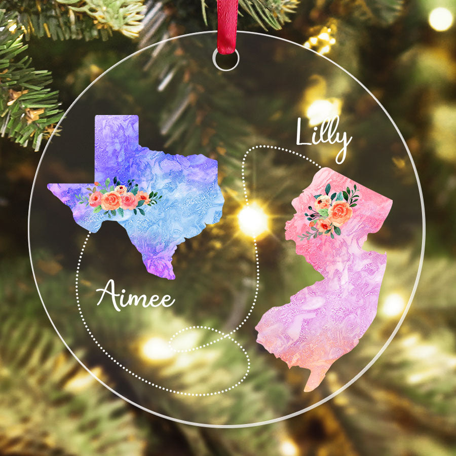 Long Distance Relationship Christmas Ornament