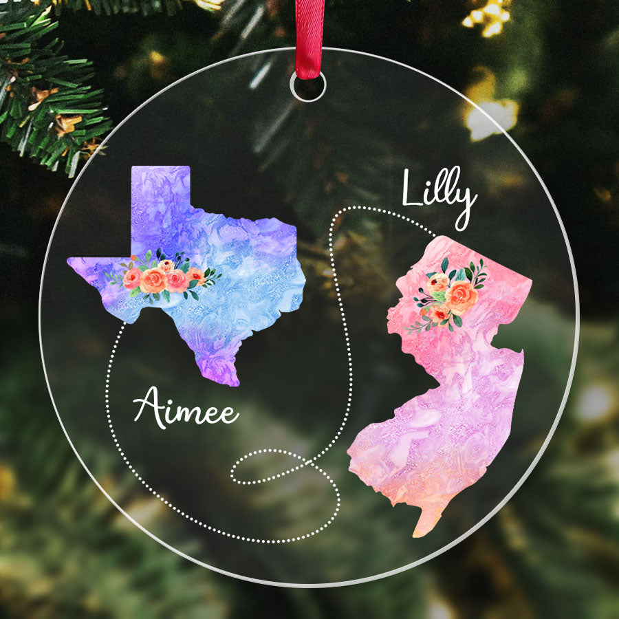 Long Distance Relationship Christmas Ornament