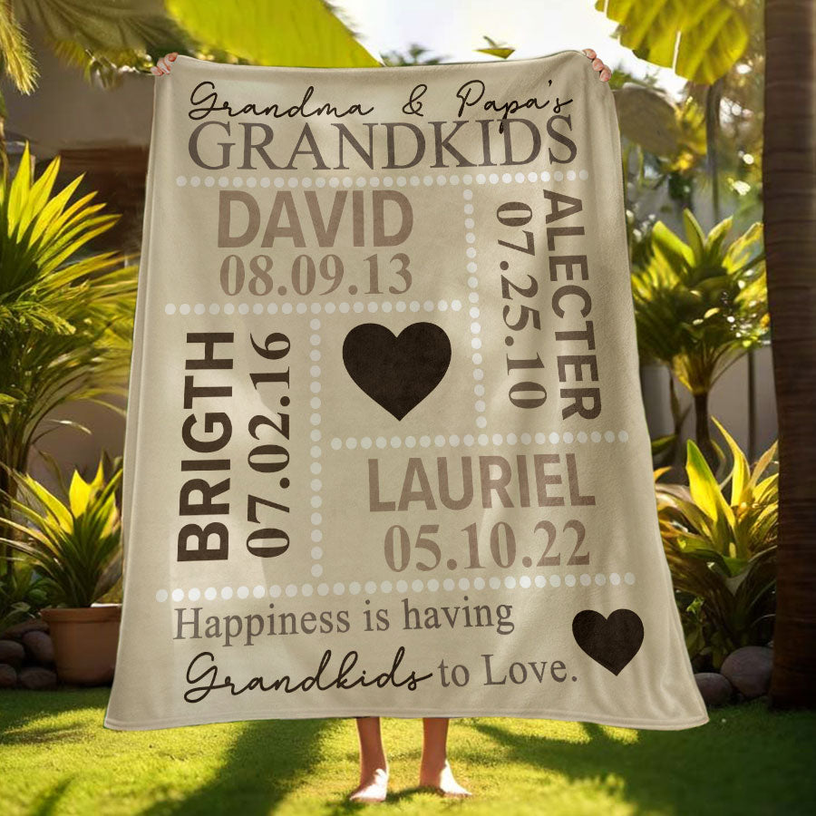 Personalized Grandma Blanket With Grandkids Names