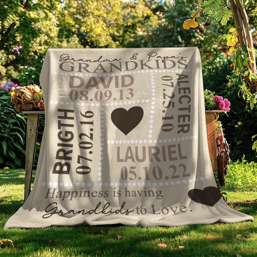 Personalized Grandma Blanket With Grandkids Names