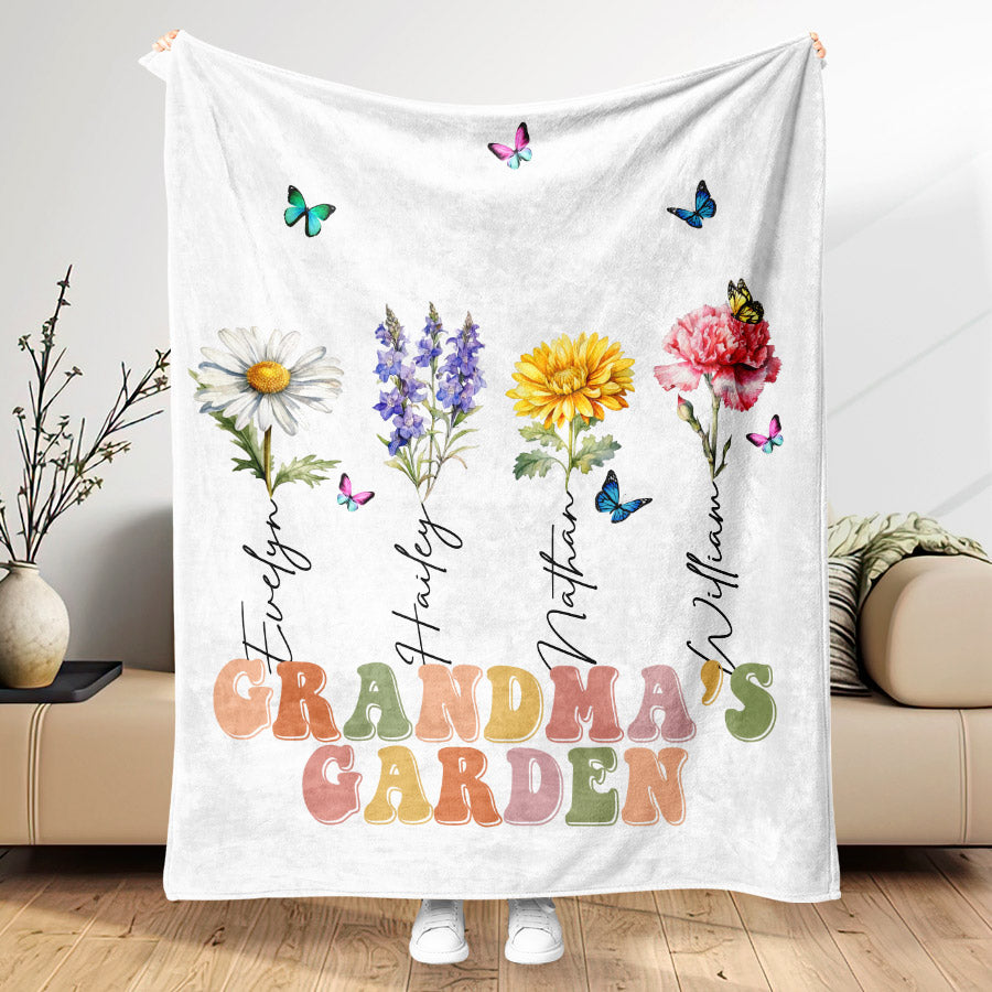 Custom Grandma’s Garden Birth Flowers Blanket