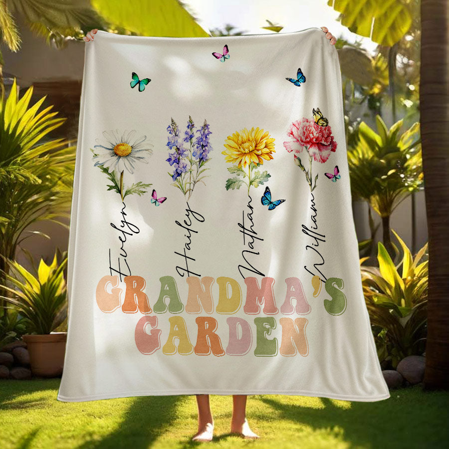 Custom Grandma’s Garden Birth Flowers Blanket