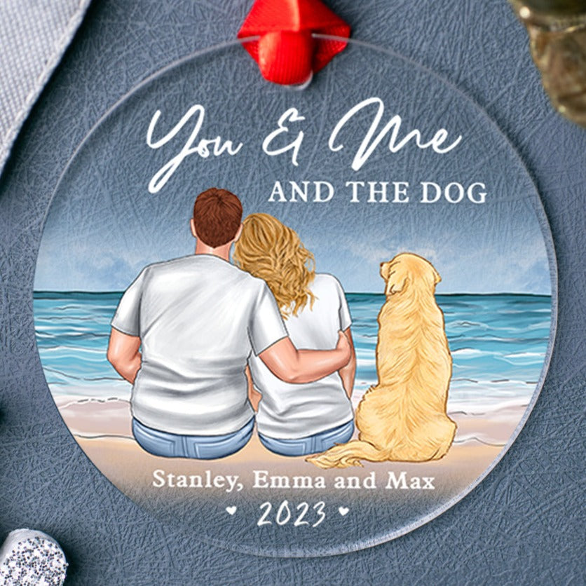 couple and dog ornament