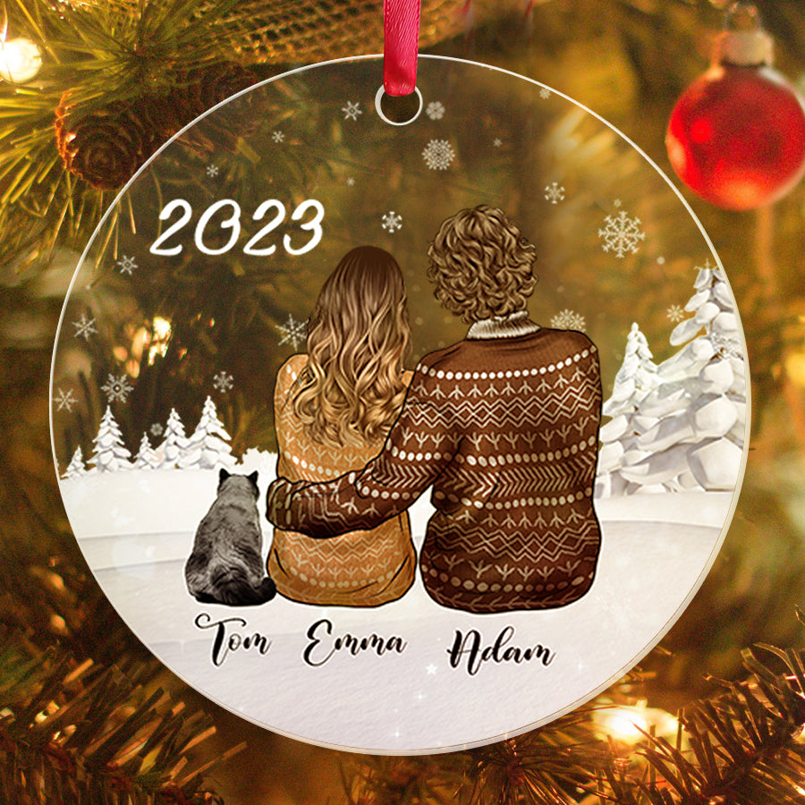 Personalized Christmas Ornaments for Couples With Pet