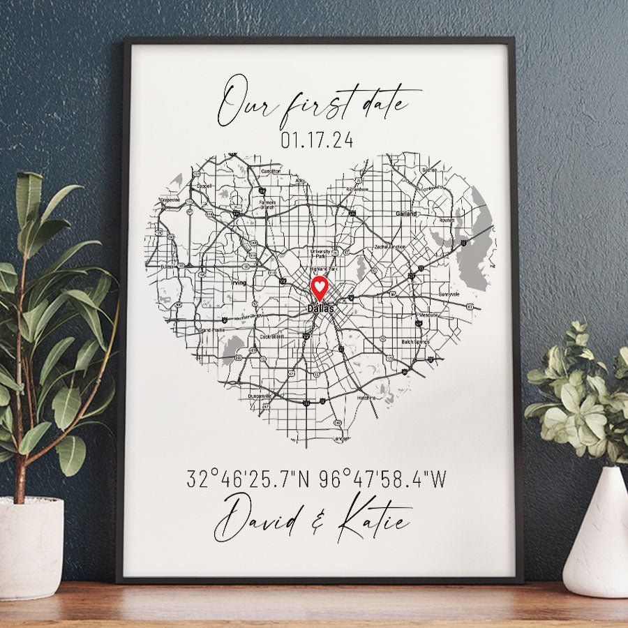 Custom Valentine’S Gifts For Her | Map Valentine | Valentine Canvas ...
