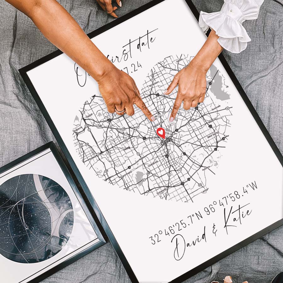Custom Valentine’S Gifts For Her | Map Valentine | Valentine Canvas ...