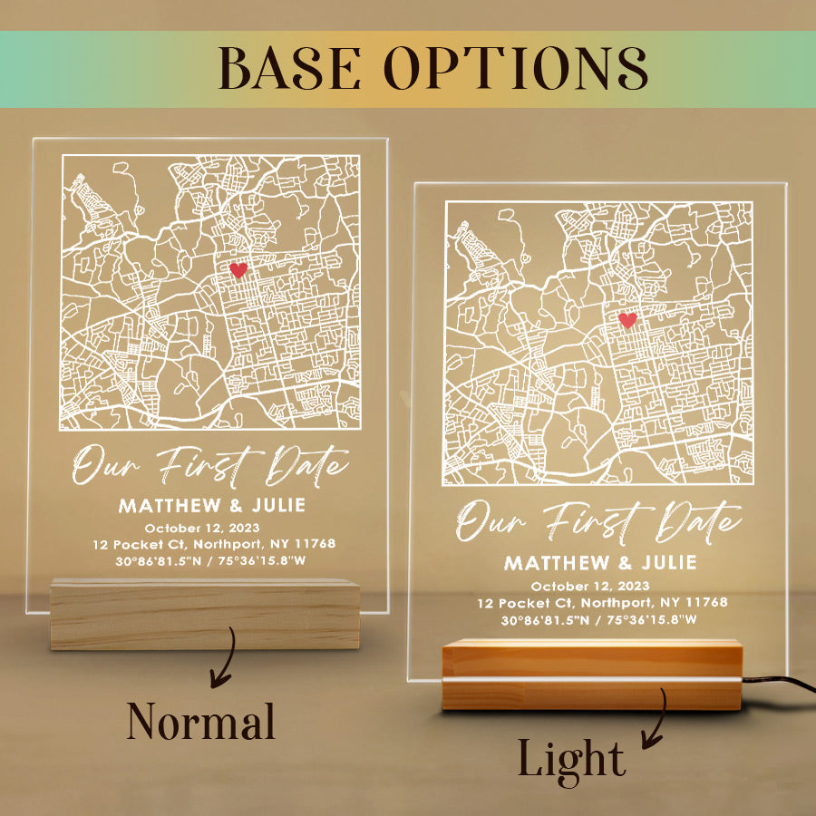 Our First Date Plaque Night Light