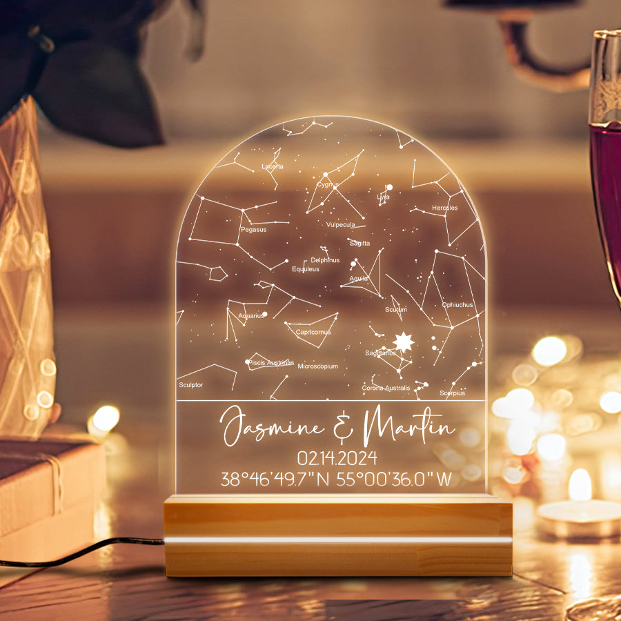 Custom Star Map Anniversary Acrylic Plaque, Customized Plaque Engagement Gift For Him