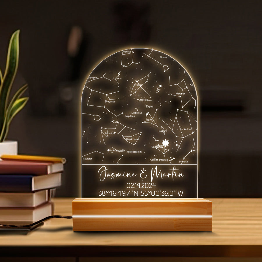 Custom Star Map Anniversary Acrylic Plaque, Customized Plaque Engagement Gift For Him