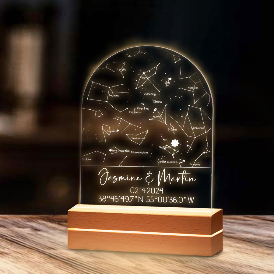 Custom Star Map Anniversary Acrylic Plaque, Customized Plaque Engagement Gift For Him