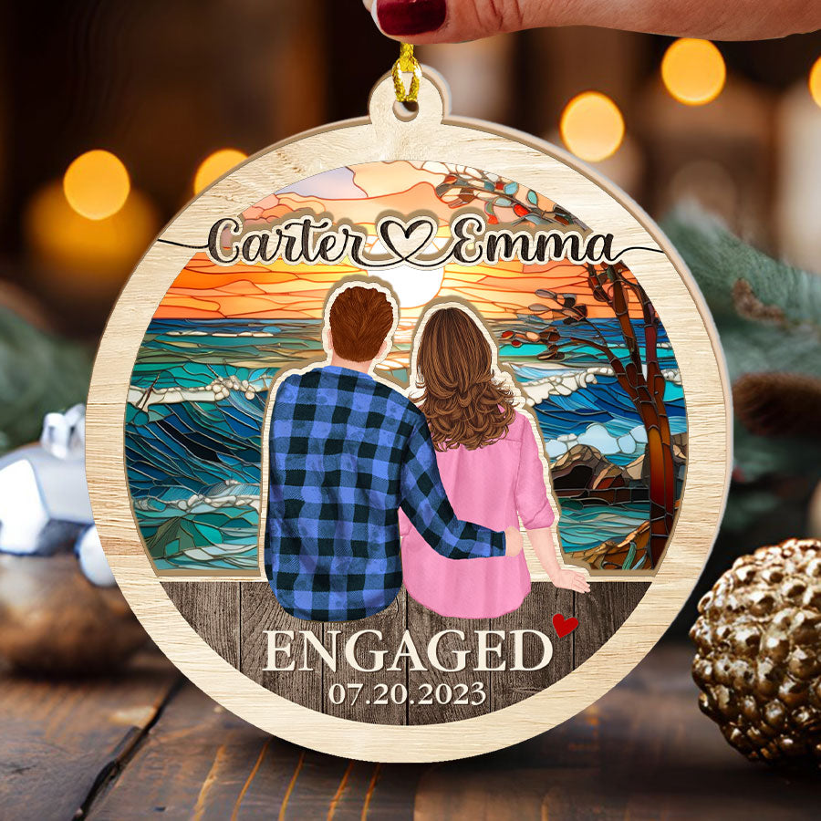 Customized Wooden Engagement Ornament