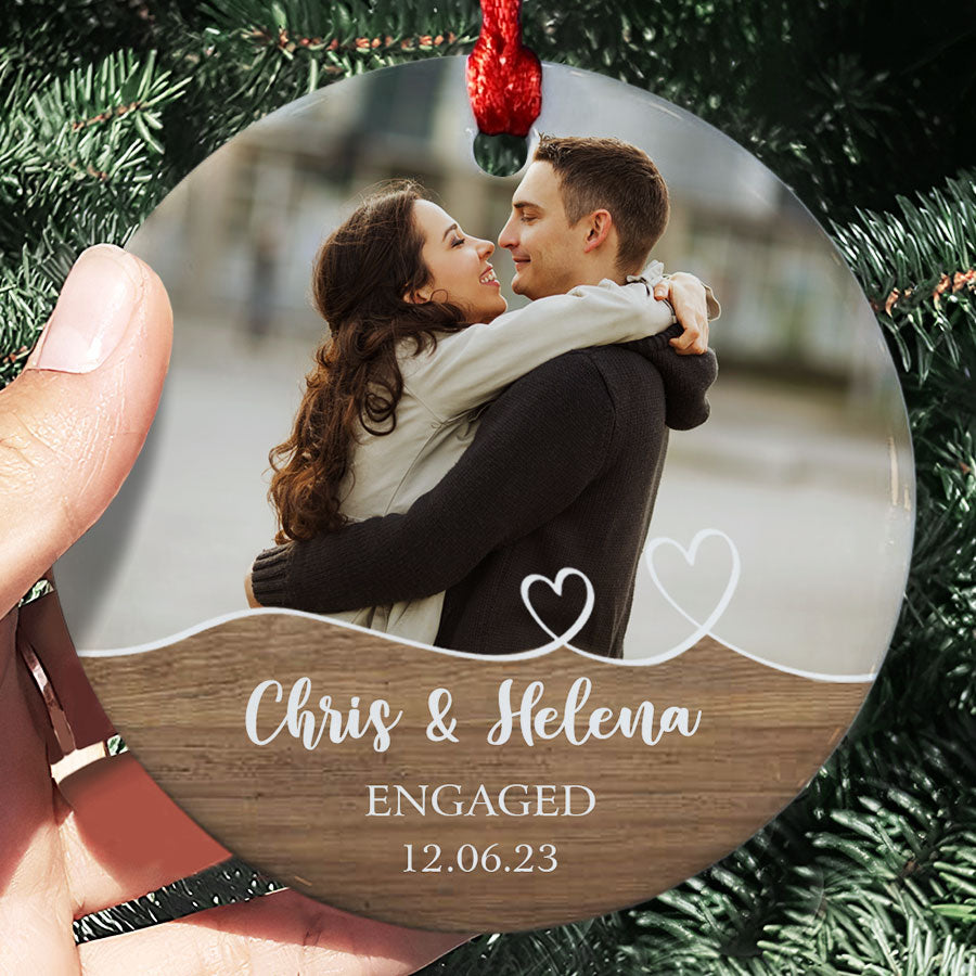 Custom Photo Ornament for Engaged Couple