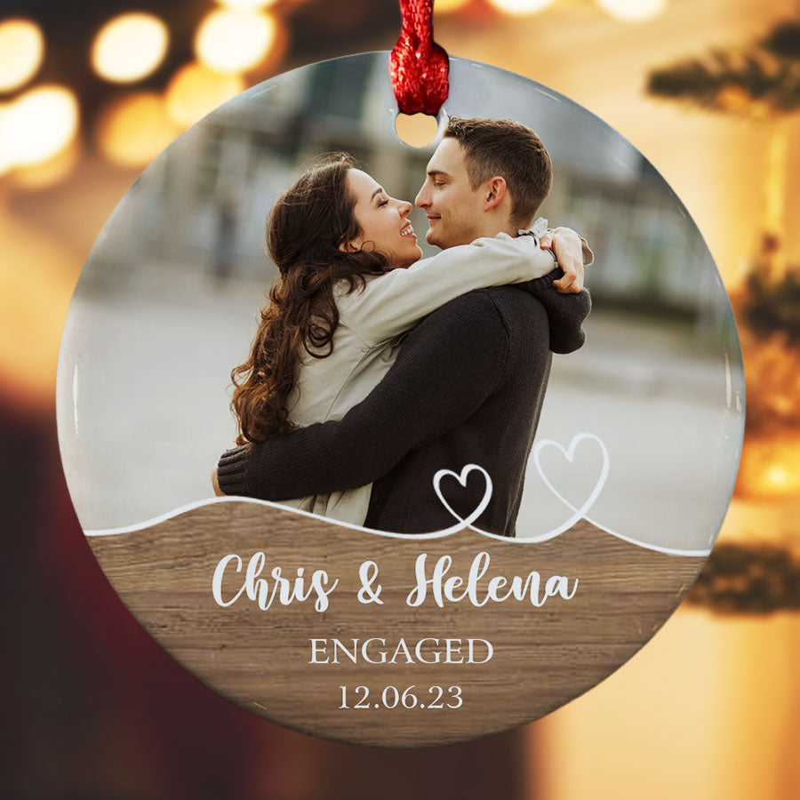 Custom Photo Ornament for Engaged Couple