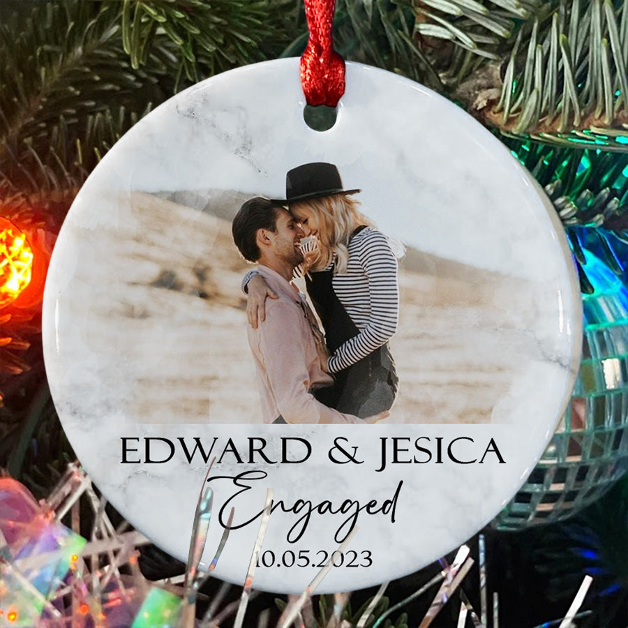 Personalized Christmas Ornament for Engaged Couple