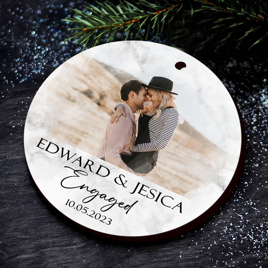 Personalized Christmas Ornament for Engaged Couple