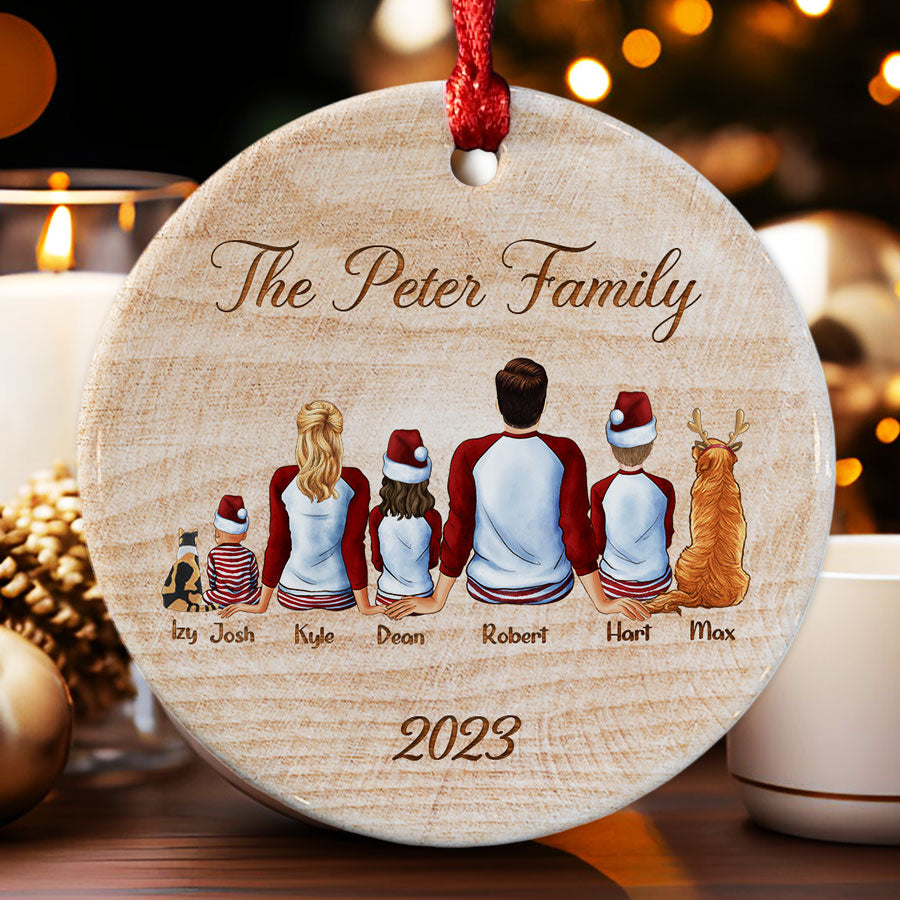 Personalized Family of 5 Christmas Ornaments