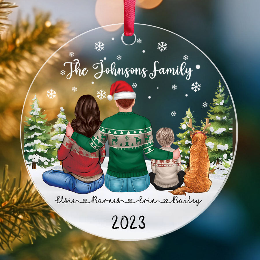 Family Of 3 Expecting Ornament | Family Ornament With Dog | Family ...